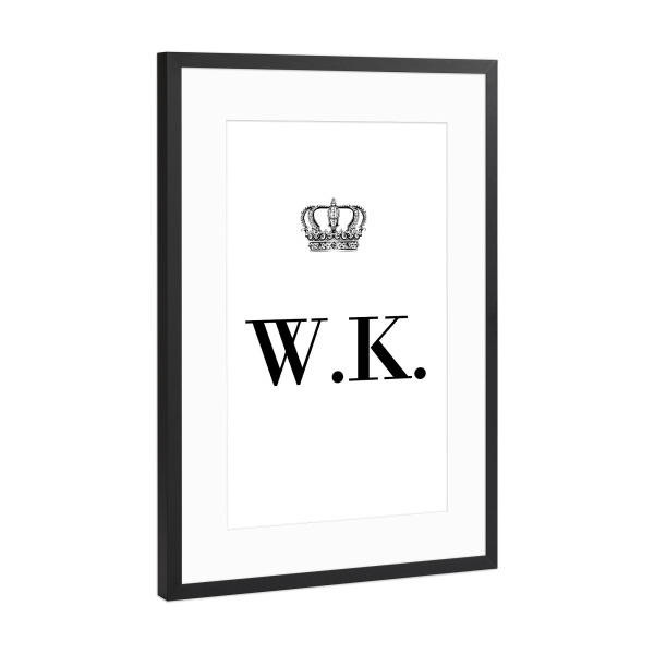Poster mit Rahmen Schwarz (Metallic) "King WK" artboxONE - Schwarzweiß,Buchstaben