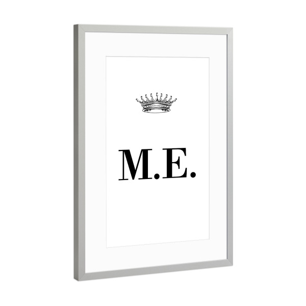 Poster mit Rahmen Silber "Queen ME" artboxONE - Schwarzweiß,Buchstaben