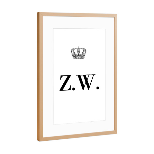 Poster mit Rahmen Kupfer "King ZW" artboxONE - Schwarzweiß,Buchstaben