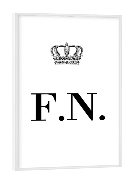 Poster mit weißem Rahmen "King FN" artboxONE - Schwarzweiß,Buchstaben