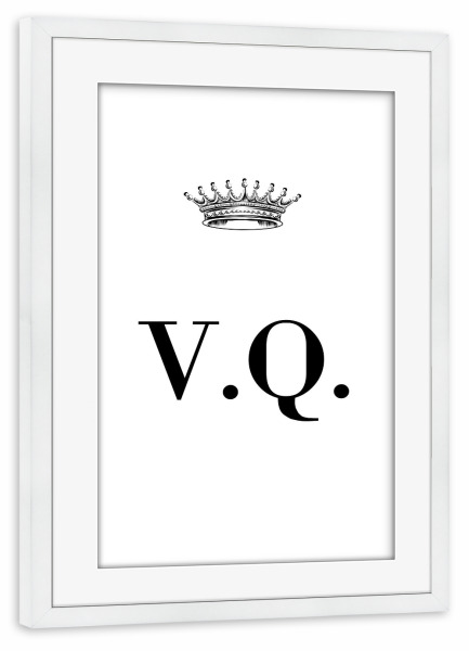 Poster mit Rahmen weiß "Queen VQ" artboxONE - Schwarzweiß,Buchstaben