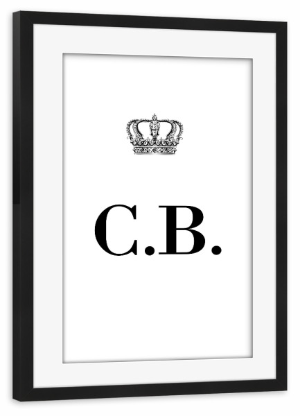 Poster mit Rahmen schwarz "King CB" artboxONE - Schwarzweiß,Buchstaben