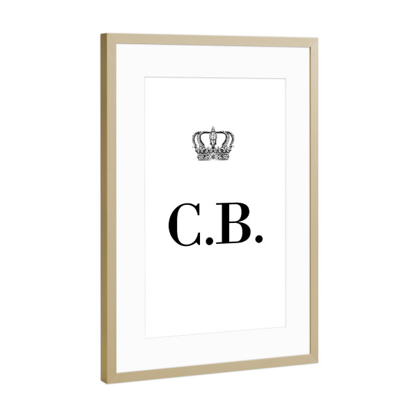 Poster mit Rahmen Gold "King CB" artboxONE - Schwarzweiß,Buchstaben