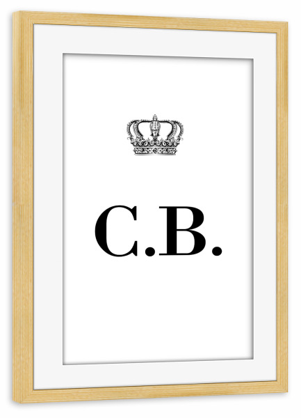 Poster mit Rahmen kiefer "King CB" artboxONE - Schwarzweiß,Buchstaben