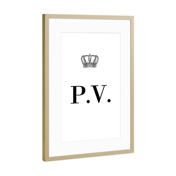 Poster mit Rahmen Gold "King PV" artboxONE - Schwarzweiß,Buchstaben