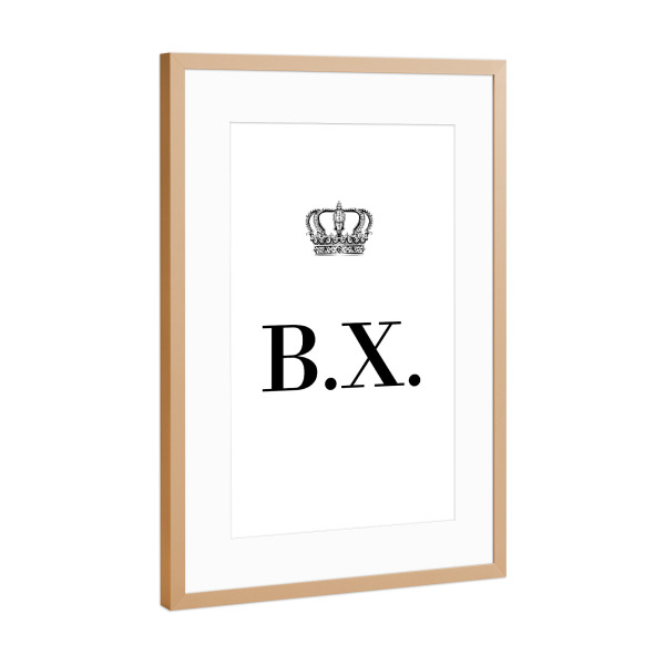Poster mit Rahmen Kupfer "King BX" artboxONE - Schwarzweiß,Buchstaben