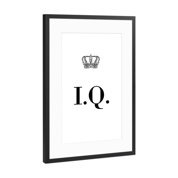 Poster mit Rahmen Schwarz (Metallic) "King IQ" artboxONE - Schwarzweiß,Buchstaben