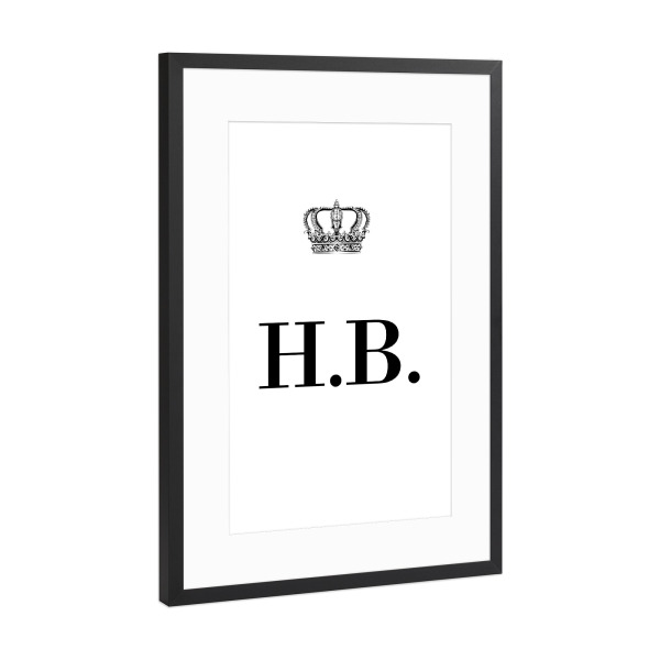Poster mit Rahmen Schwarz (Metallic) "King HB" artboxONE - Schwarzweiß,Buchstaben