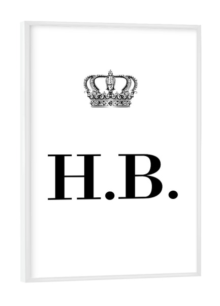 Poster mit weißem Rahmen "King HB" artboxONE - Schwarzweiß,Buchstaben