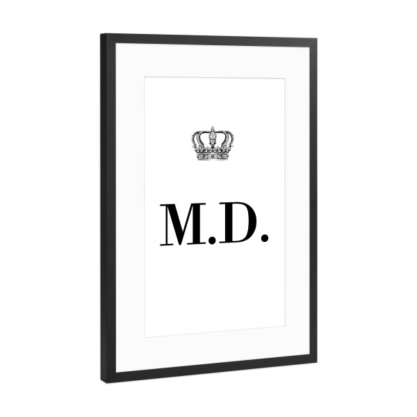 Poster mit Rahmen Schwarz (Metallic) "King MD" artboxONE - Schwarzweiß,Buchstaben