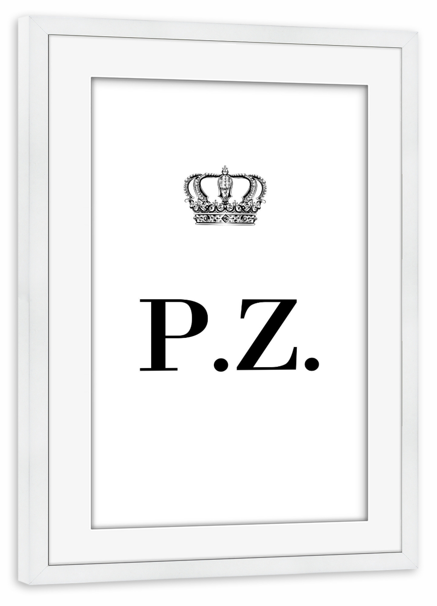 Poster mit Rahmen weiß "King PZ" artboxONE - Schwarzweiß,Buchstaben
