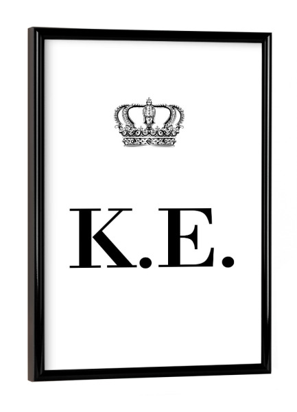 Poster mit schwarzem Rahmen "King KE" artboxONE - Schwarzweiß,Buchstaben