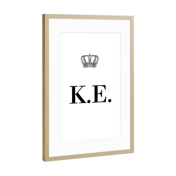 Poster mit Rahmen Gold "King KE" artboxONE - Schwarzweiß,Buchstaben