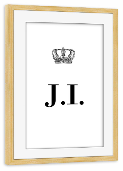 Poster mit Rahmen kiefer "King JI" artboxONE - Schwarzweiß,Buchstaben