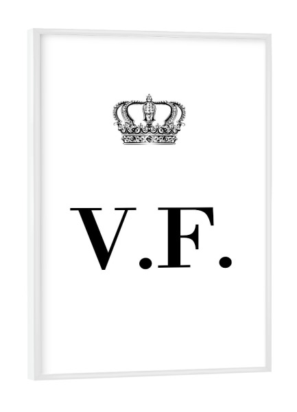 Poster mit weißem Rahmen "King VF" artboxONE - Schwarzweiß,Buchstaben
