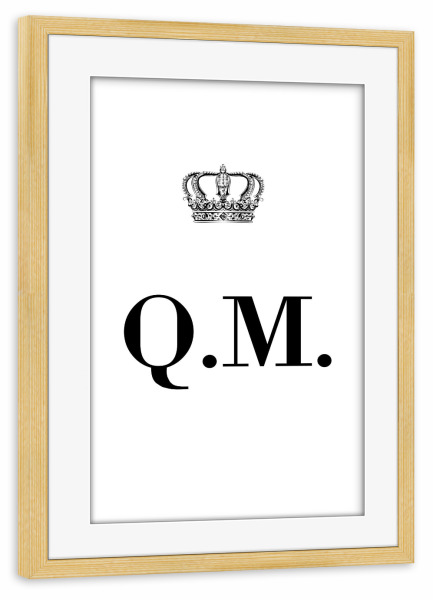 Poster mit Rahmen kiefer "King QM" artboxONE - Schwarzweiß,Buchstaben