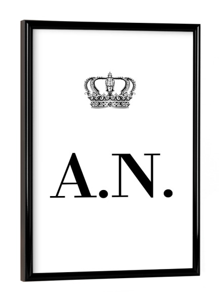 Poster mit schwarzem Rahmen "King AN" artboxONE - Schwarzweiß,Buchstaben