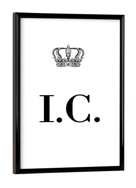 Poster mit schwarzem Rahmen "King IC" artboxONE - Schwarzweiß,Buchstaben