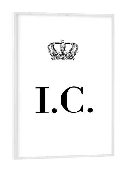 Poster mit weißem Rahmen "King IC" artboxONE - Schwarzweiß,Buchstaben