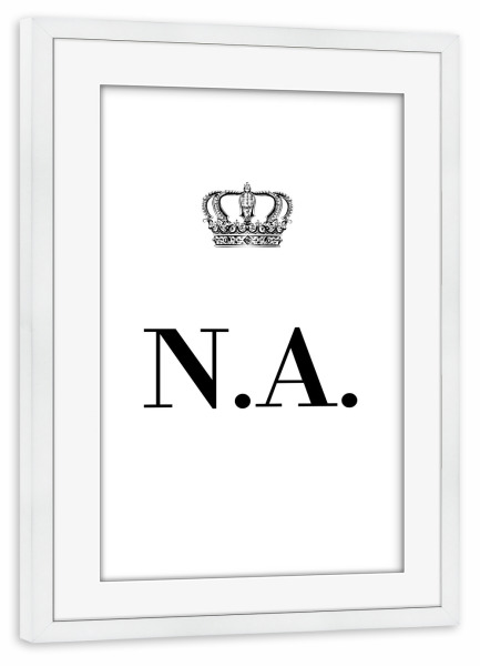 Poster mit Rahmen weiß "King NA" artboxONE - Schwarzweiß,Buchstaben