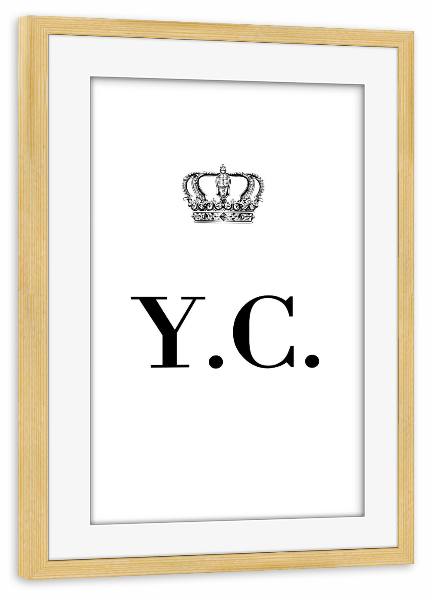 Poster mit Rahmen kiefer "King YC" artboxONE - Schwarzweiß,Buchstaben