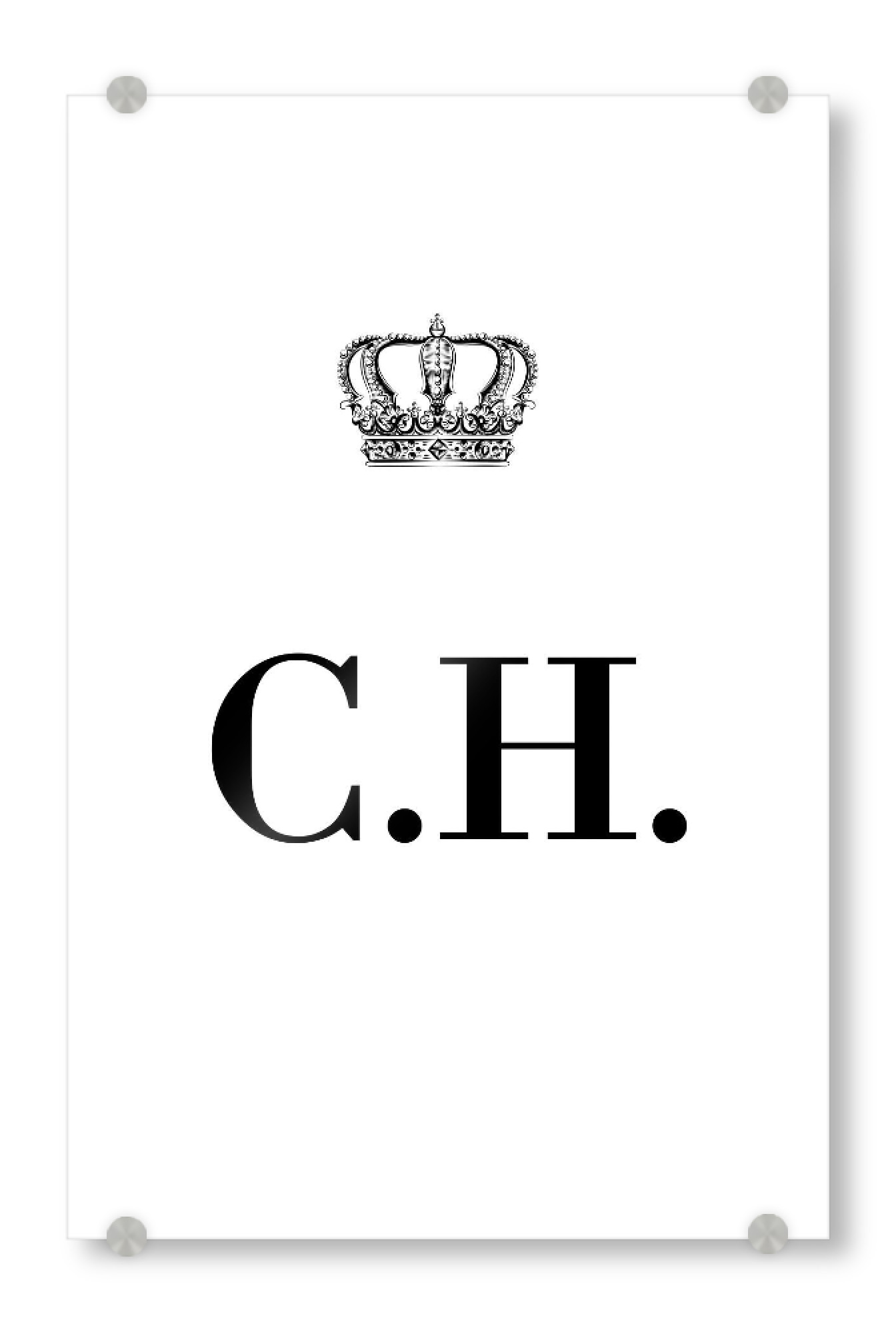 Acrylglasbild "King CH" artboxONE - Schwarzweiß,Buchstaben