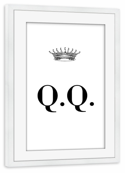 Poster mit Rahmen weiß "Queen QQ" artboxONE - Schwarzweiß,Buchstaben