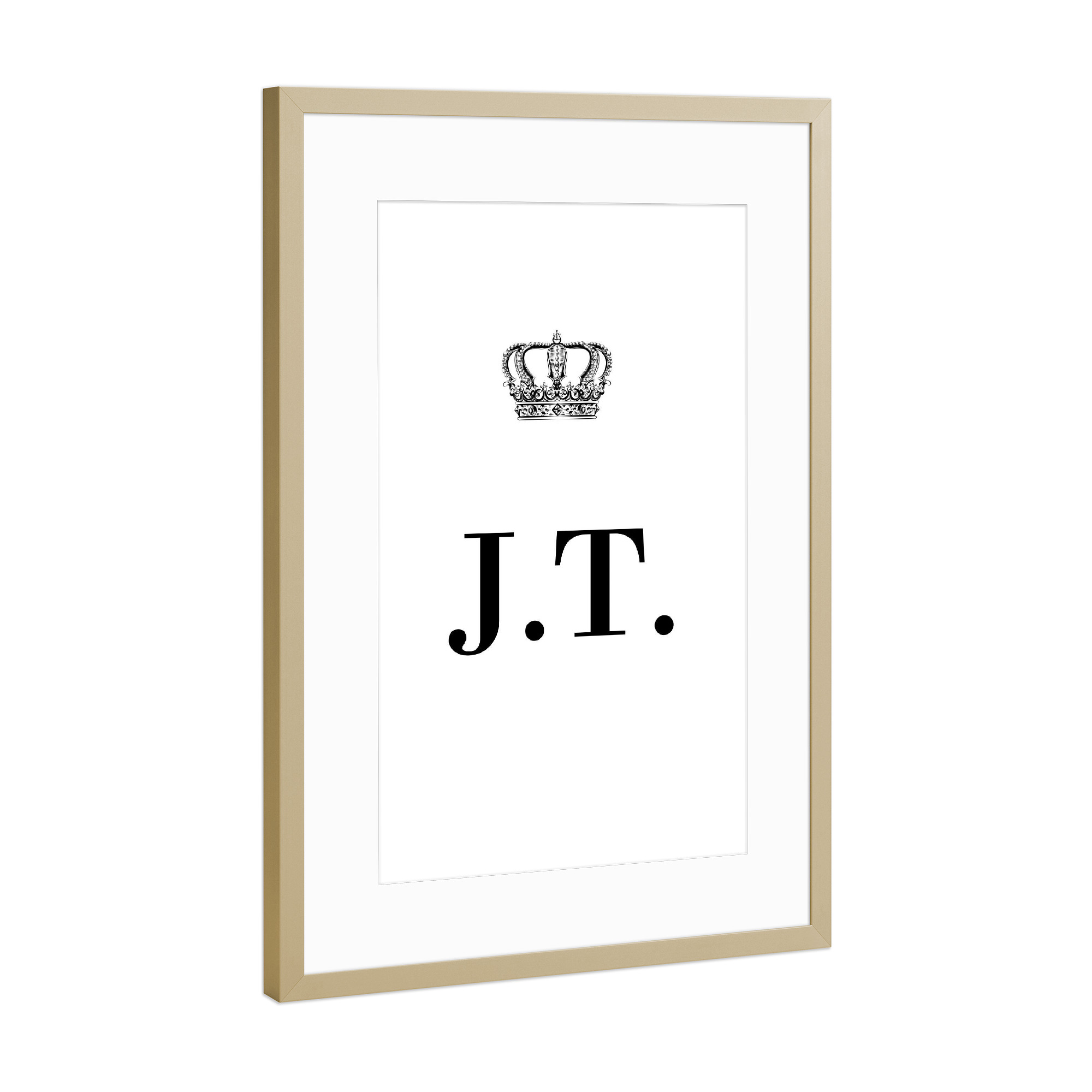 Poster mit Rahmen Gold "King JT" artboxONE - Schwarzweiß,Buchstaben