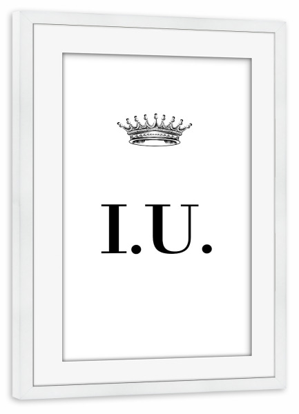 Poster mit Rahmen weiß "Queen IU" artboxONE - Schwarzweiß,Buchstaben