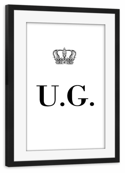 Poster mit Rahmen schwarz "King UG" artboxONE - Schwarzweiß,Buchstaben
