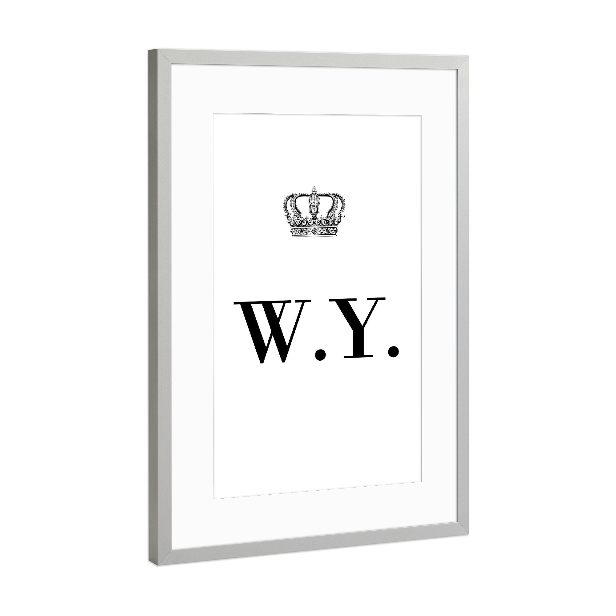 Poster mit Rahmen Silber "King WY" artboxONE - Schwarzweiß,Buchstaben