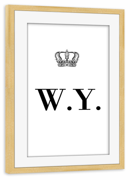 Poster mit Rahmen kiefer "King WY" artboxONE - Schwarzweiß,Buchstaben