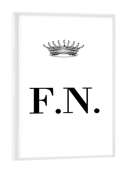 Poster mit weißem Rahmen "Queen FN" artboxONE - Schwarzweiß,Buchstaben