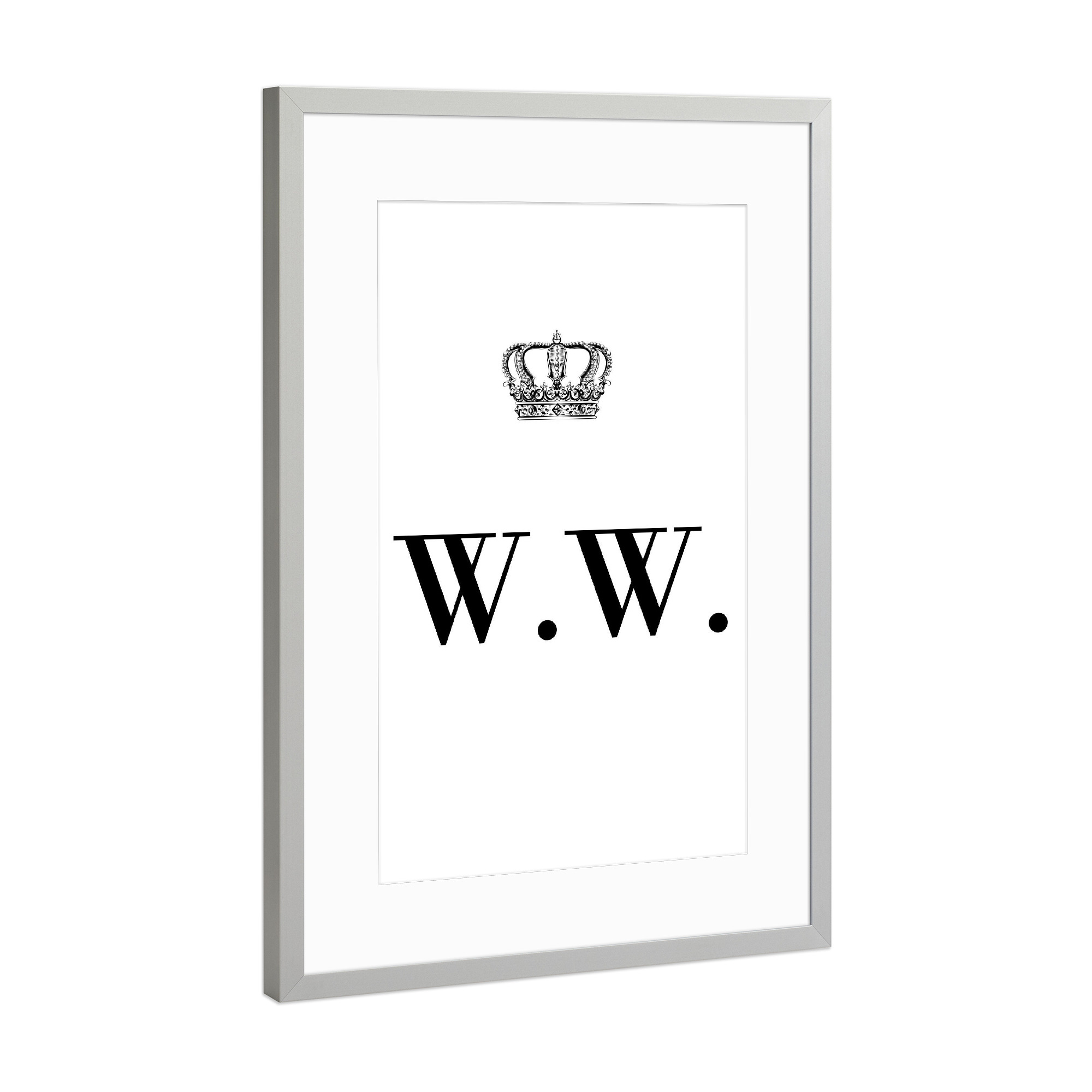 Poster mit Rahmen Silber "King WW" artboxONE - Schwarzweiß,Buchstaben