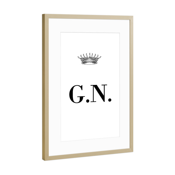 Poster mit Rahmen Gold "Queen GN" artboxONE - Schwarzweiß,Buchstaben
