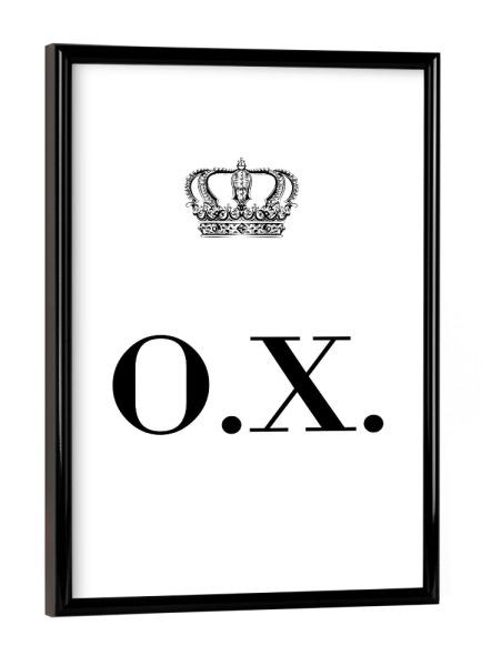 Poster mit schwarzem Rahmen "King OX" artboxONE - Schwarzweiß,Buchstaben