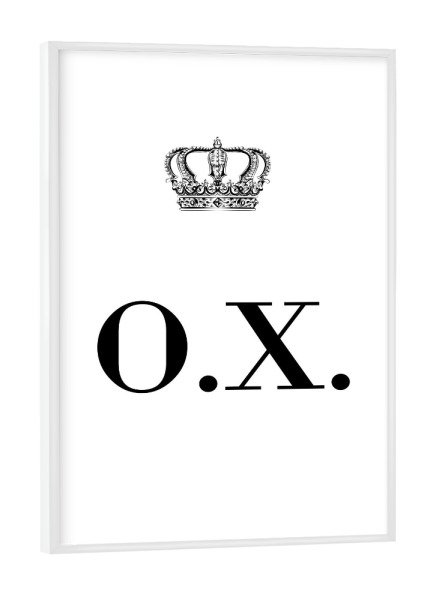 Poster mit weißem Rahmen "King OX" artboxONE - Schwarzweiß,Buchstaben
