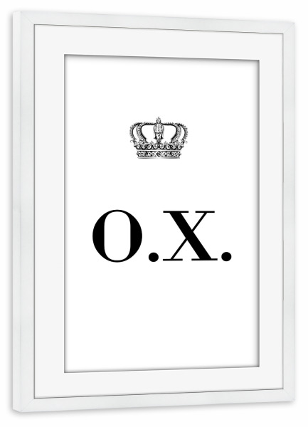 Poster mit Rahmen weiß "King OX" artboxONE - Schwarzweiß,Buchstaben
