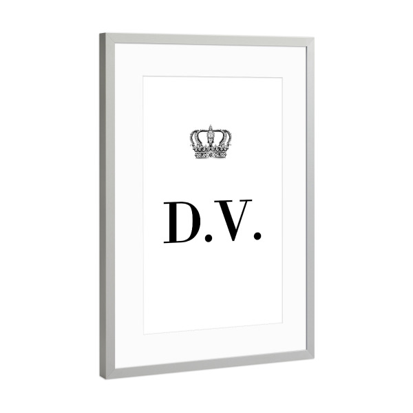 Poster mit Rahmen Silber "King DV" artboxONE - Schwarzweiß,Buchstaben