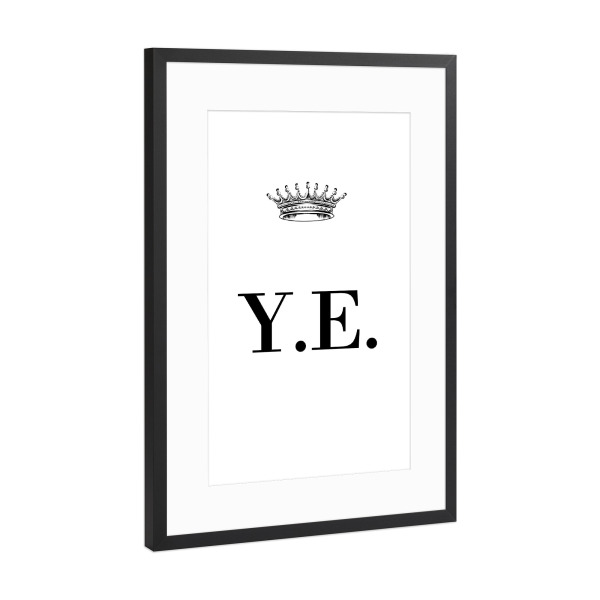 Poster mit Rahmen Schwarz (Metallic) "Queen YE" artboxONE - Schwarzweiß,Buchstaben