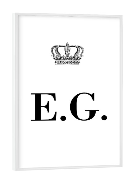 Poster mit weißem Rahmen "King EG" artboxONE - Schwarzweiß,Buchstaben