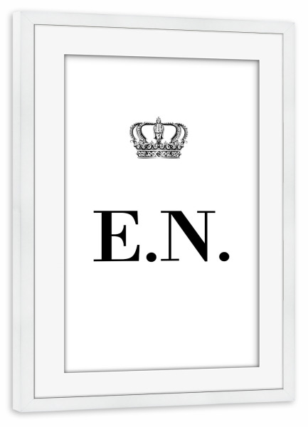 Poster mit Rahmen weiß "King EN" artboxONE - Schwarzweiß,Buchstaben