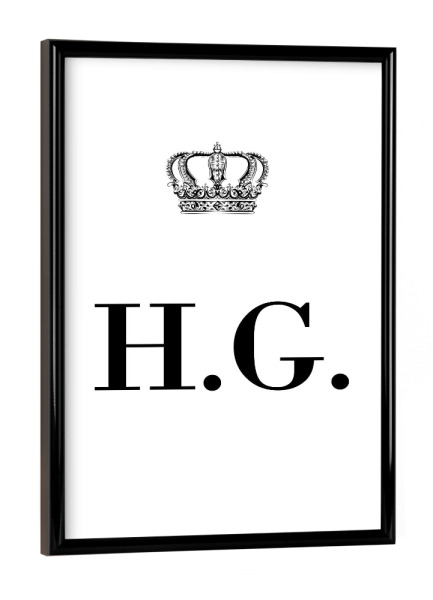 Poster mit schwarzem Rahmen "King HG" artboxONE - Schwarzweiß,Buchstaben