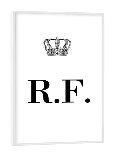 Poster mit weißem Rahmen "King RF" artboxONE - Schwarzweiß,Buchstaben
