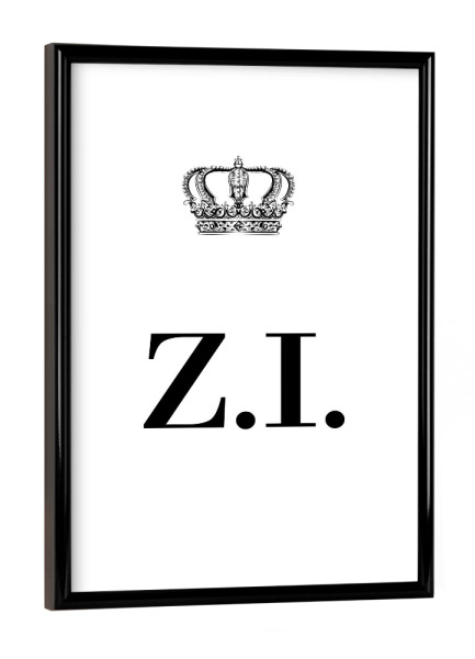 Poster mit schwarzem Rahmen "King ZI" artboxONE - Schwarzweiß,Buchstaben