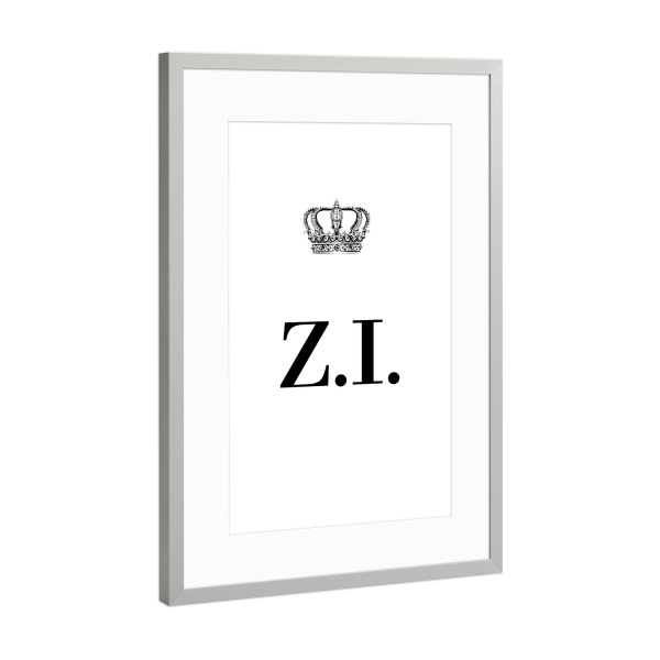 Poster mit Rahmen Silber "King ZI" artboxONE - Schwarzweiß,Buchstaben