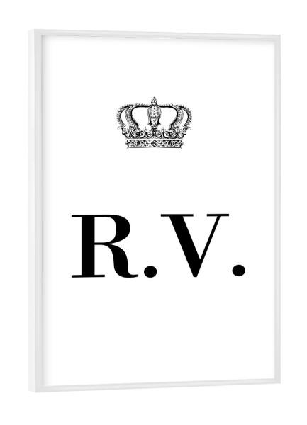 Poster mit weißem Rahmen "King RV" artboxONE - Schwarzweiß,Buchstaben