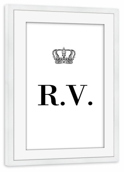 Poster mit Rahmen weiß "King RV" artboxONE - Schwarzweiß,Buchstaben