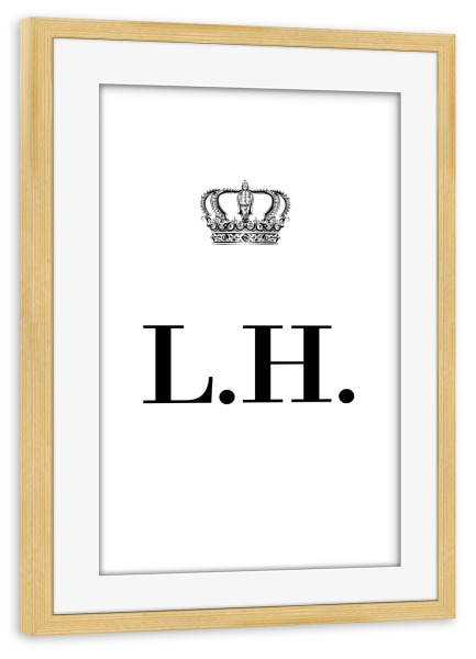Poster mit Rahmen kiefer "King LH" artboxONE - Schwarzweiß,Buchstaben