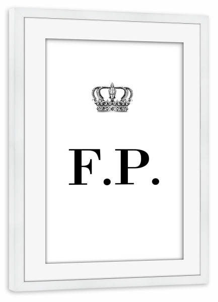 Poster mit Rahmen weiß "King FP" artboxONE - Schwarzweiß,Buchstaben